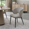 Beige Fabric Curved Back Dining Chair Matt Black Legs
