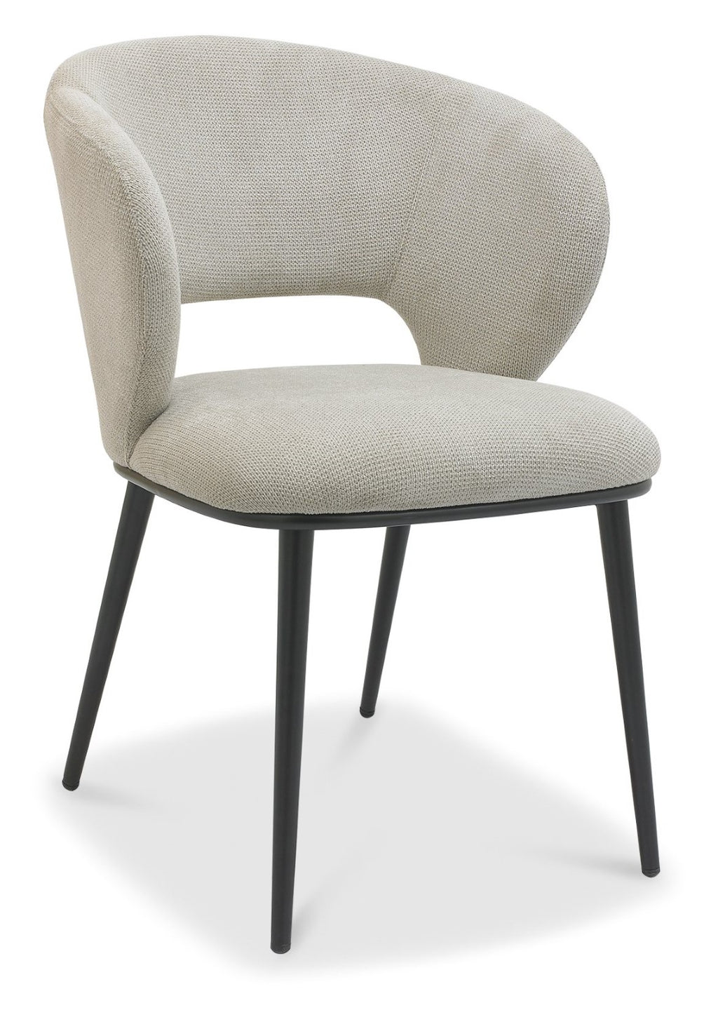 Beige Fabric Curved Back Dining Chair Matt Black Legs - Home Furniture Interiors