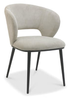 Beige Fabric Curved Back Dining Chair Matt Black Legs - Home Furniture Interiors