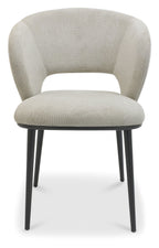 Beige Fabric Curved Back Dining Chair Matt Black Legs - Home Furniture Interiors