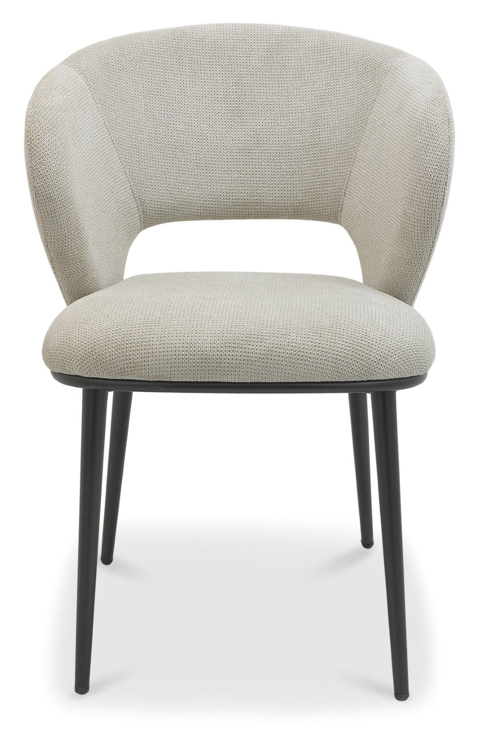 Beige Fabric Curved Back Dining Chair Matt Black Legs - Home Furniture Interiors