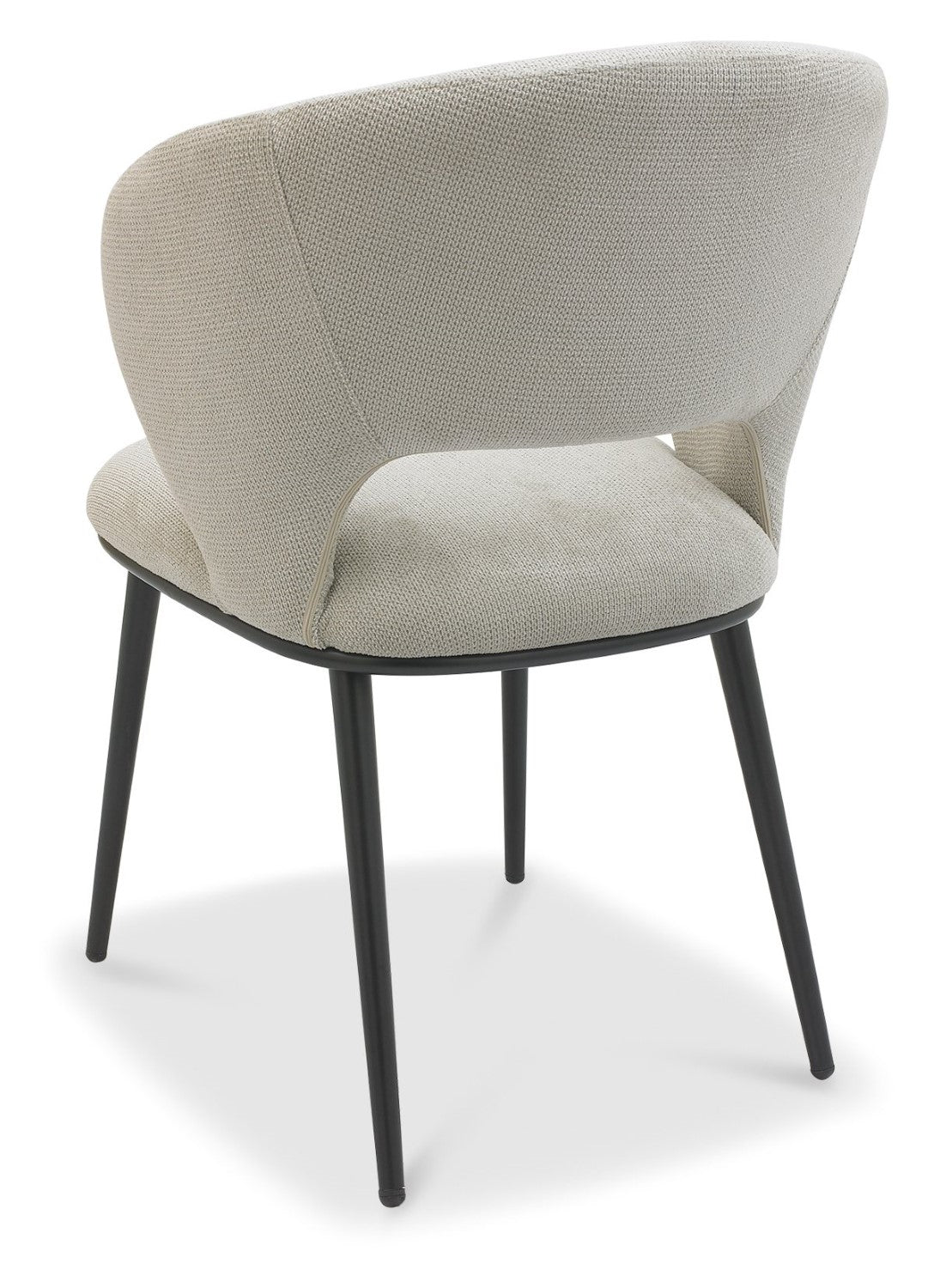 Beige Fabric Curved Back Dining Chair Matt Black Legs - Home Furniture Interiors