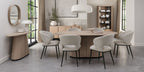Beige Fabric Curved Back Dining Chair Matt Black Legs - Home Furniture Interiors