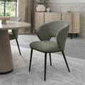 Green Fabric Curved Back Dining Chair Matt Black Legs