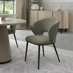 Green Fabric Curved Back Dining Chair Matt Black Legs