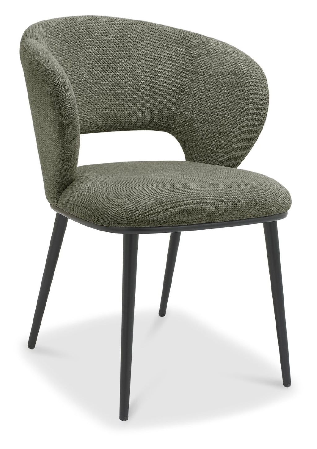 Green Fabric Curved Back Dining Chair Matt Black Legs - Home Furniture Interiors