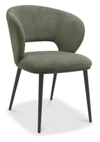Green Fabric Curved Back Dining Chair Matt Black Legs - Home Furniture Interiors