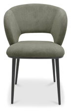 Green Fabric Curved Back Dining Chair Matt Black Legs - Home Furniture Interiors