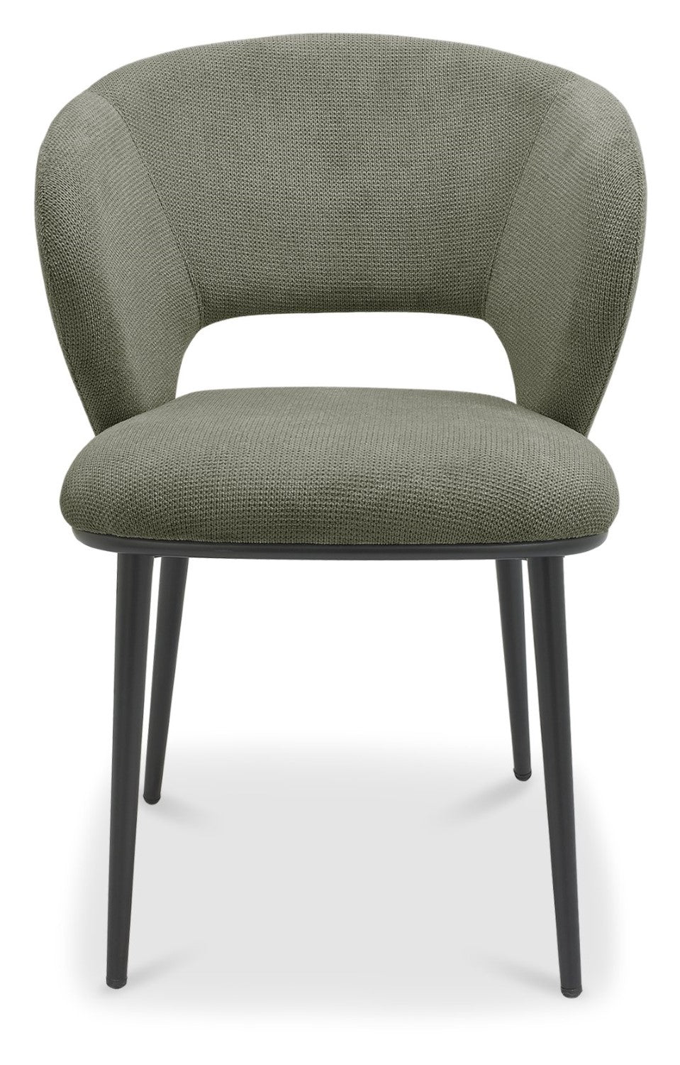 Green Fabric Curved Back Dining Chair Matt Black Legs - Home Furniture Interiors