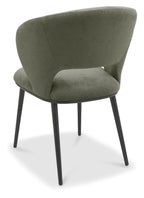 Green Fabric Curved Back Dining Chair Matt Black Legs - Home Furniture Interiors