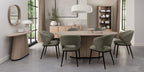Green Fabric Curved Back Dining Chair Matt Black Legs - Home Furniture Interiors