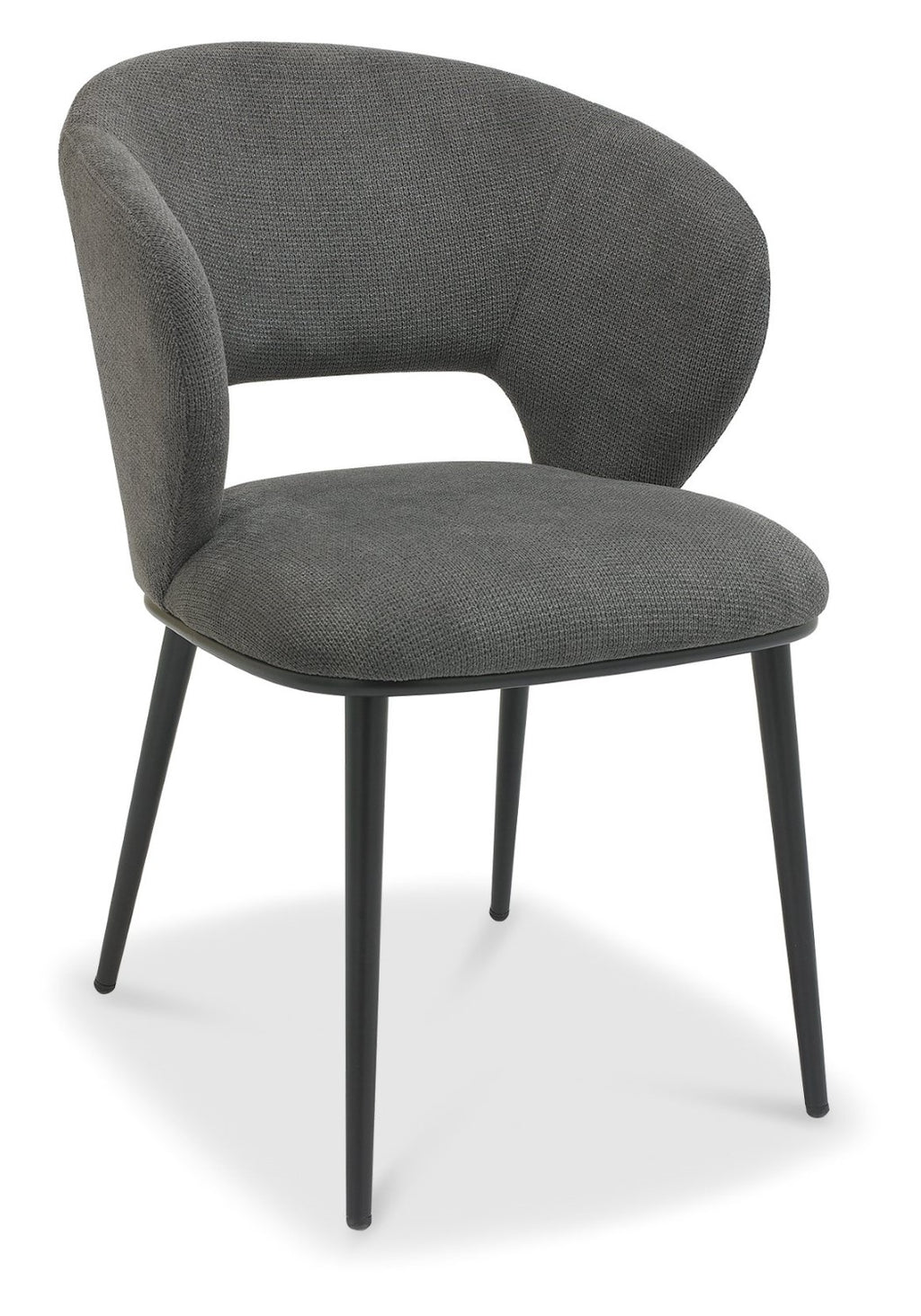 Grey Fabric Curved Back Dining Chair Matt Black Legs - Home Furniture Interiors