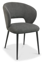 Grey Fabric Curved Back Dining Chair Matt Black Legs - Home Furniture Interiors