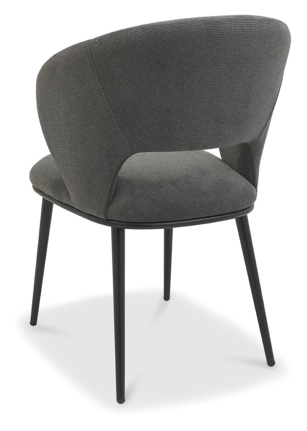 Grey Fabric Curved Back Dining Chair Matt Black Legs - Home Furniture Interiors
