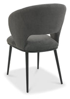 Grey Fabric Curved Back Dining Chair Matt Black Legs - Home Furniture Interiors