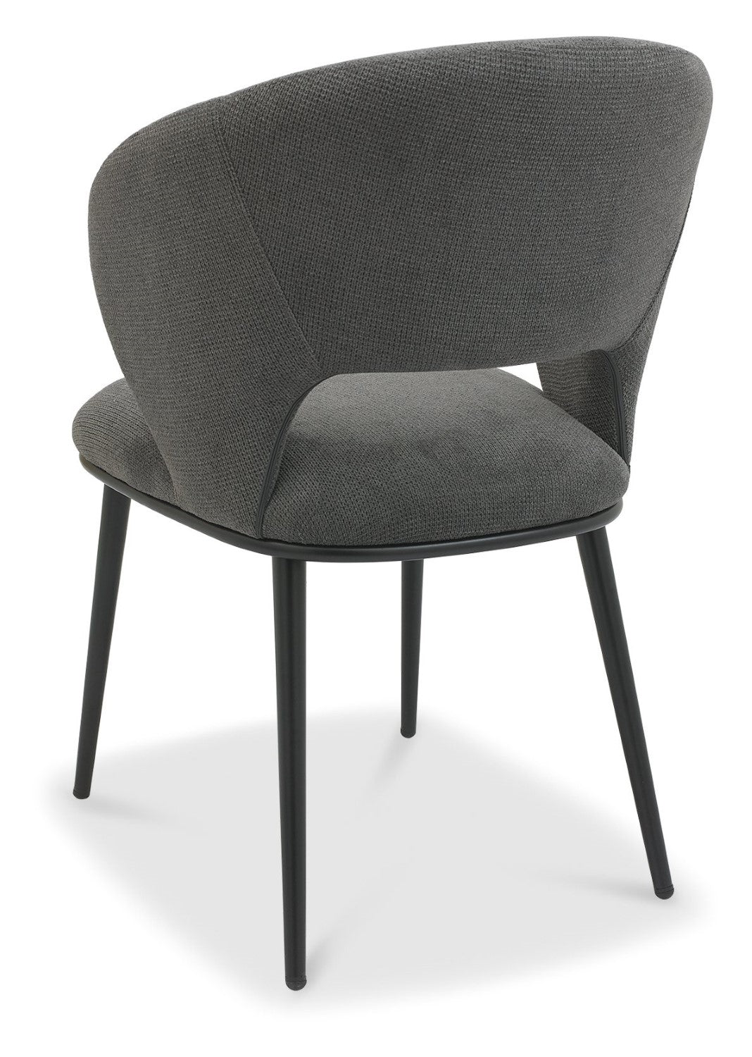 Grey Fabric Curved Back Dining Chair Matt Black Legs - Home Furniture Interiors