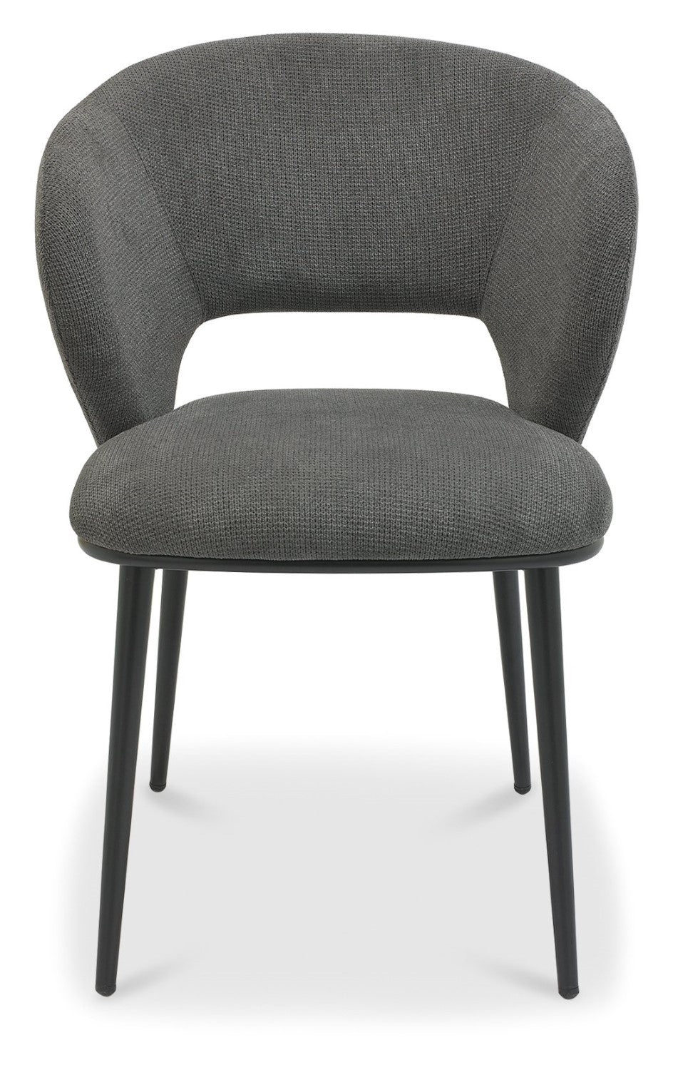 Grey Fabric Curved Back Dining Chair Matt Black Legs - Home Furniture Interiors