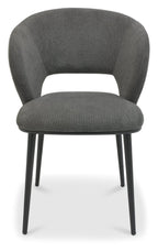 Grey Fabric Curved Back Dining Chair Matt Black Legs - Home Furniture Interiors