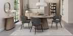 Grey Fabric Curved Back Dining Chair Matt Black Legs - Home Furniture Interiors