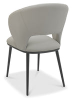 Grey Leather Effect Curved Back Dining Chair Matt Black Legs - Home Furniture Interiors