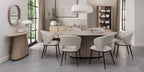 Grey Leather Effect Curved Back Dining Chair Matt Black Legs - Home Furniture Interiors