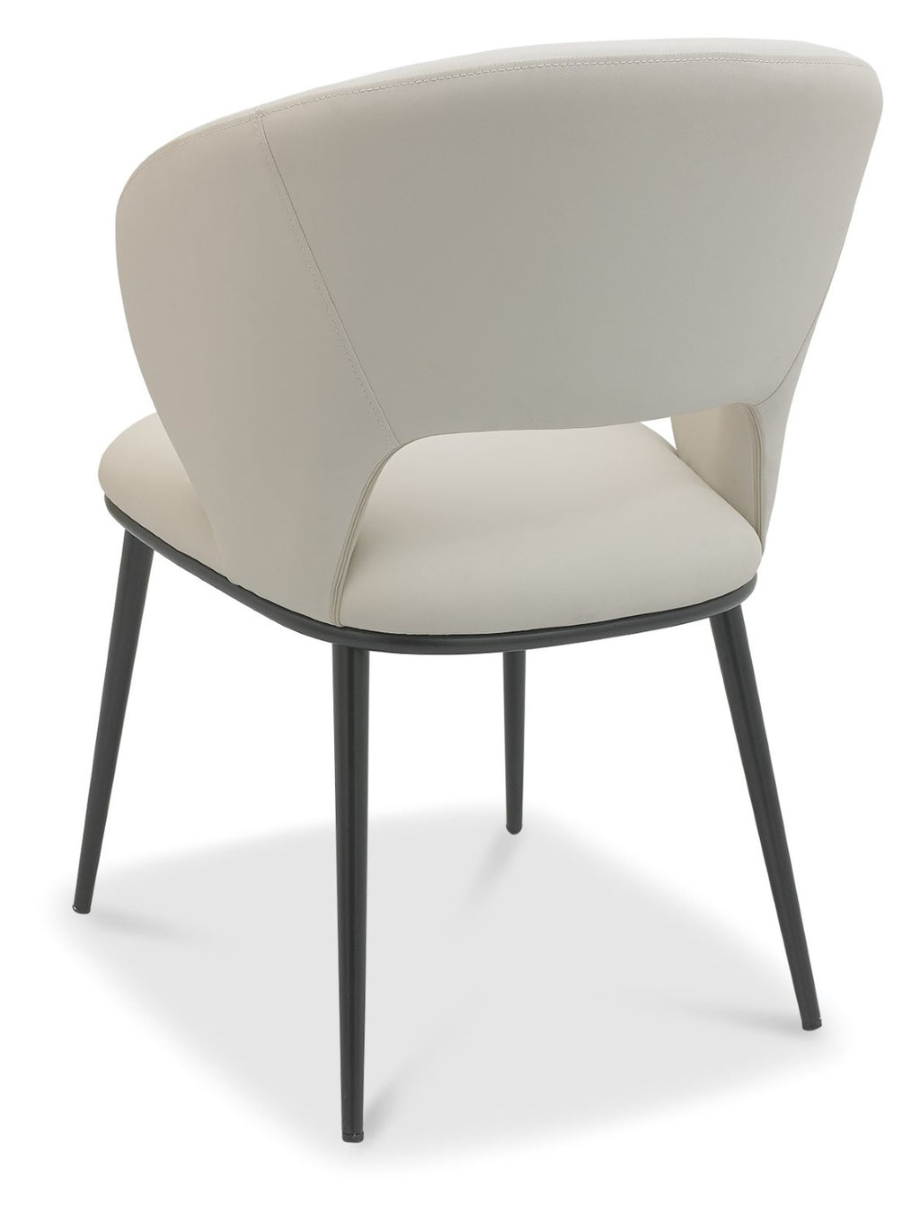 Ivory Leather Curved Back Dining Chair Black Legs - Home Furniture Interiors