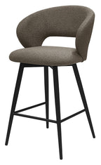 Stella Mocha Beige Boucle Fabric Swivel Bar Stool with Black Legs (Single)