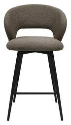 Stella Mocha Beige Boucle Fabric Swivel Bar Stool with Black Legs (Single) - Home Furniture Interiors