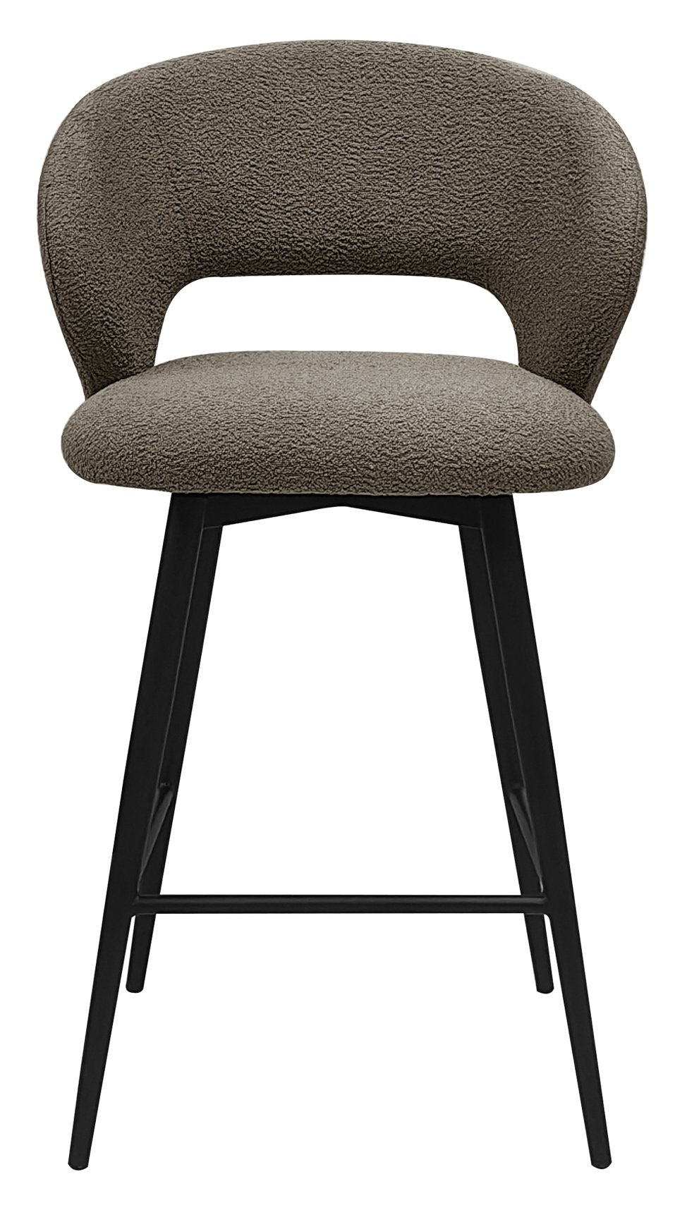 Stella Mocha Beige Boucle Fabric Swivel Bar Stool with Black Legs (Single) - Home Furniture Interiors