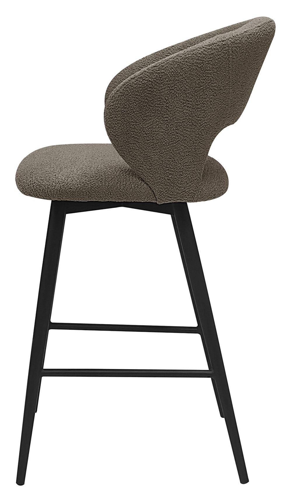 Stella Mocha Beige Boucle Fabric Swivel Bar Stool with Black Legs (Single) - Home Furniture Interiors