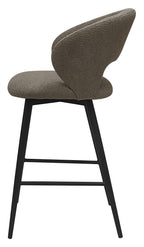 Stella Mocha Beige Boucle Fabric Swivel Bar Stool with Black Legs (Single) - Home Furniture Interiors