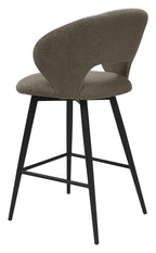 Stella Mocha Beige Boucle Fabric Swivel Bar Stool with Black Legs (Single) - Home Furniture Interiors