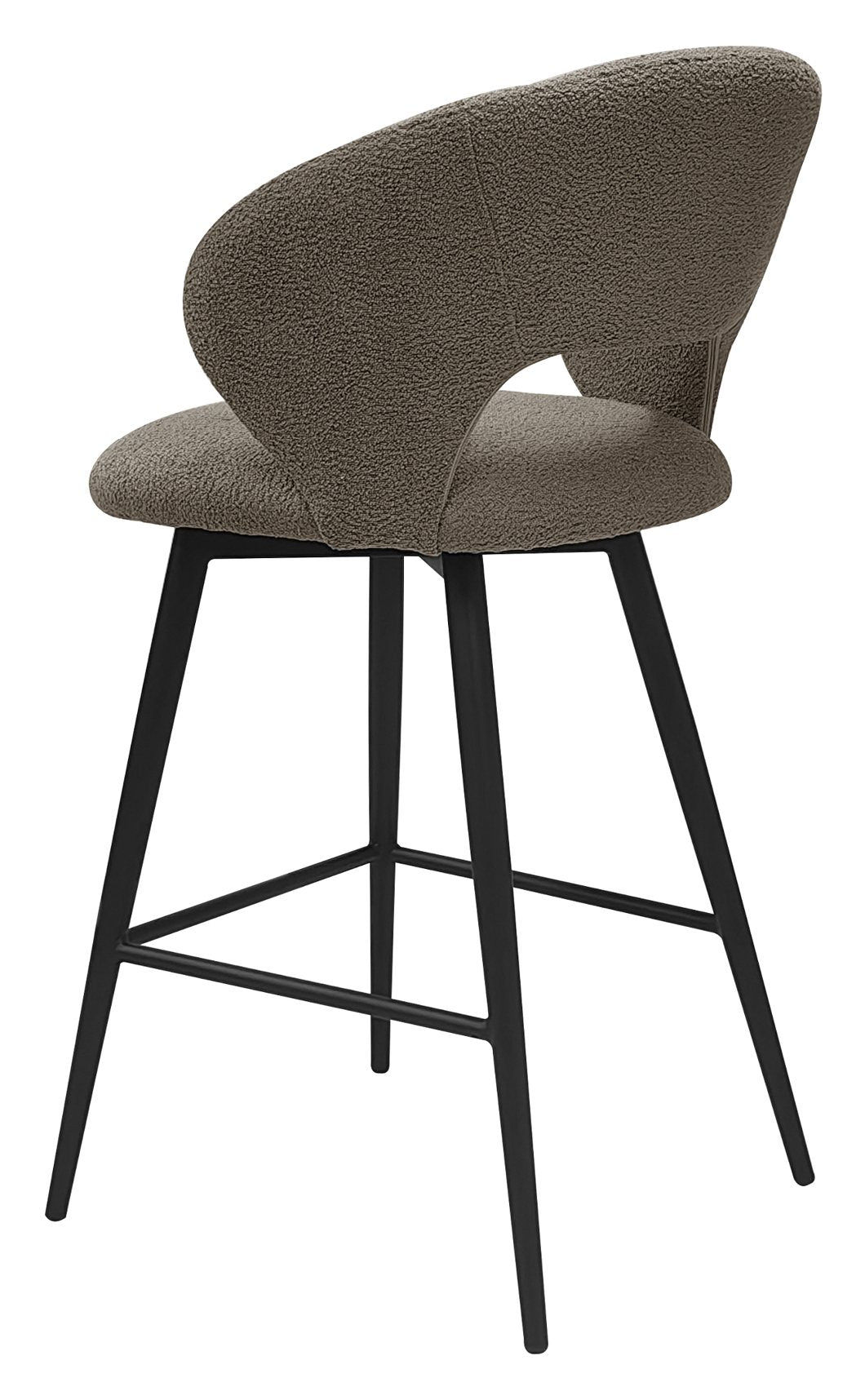 Stella Mocha Beige Boucle Fabric Swivel Bar Stool with Black Legs (Single) - Home Furniture Interiors