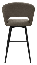 Stella Mocha Beige Boucle Fabric Swivel Bar Stool with Black Legs (Single) - Home Furniture Interiors