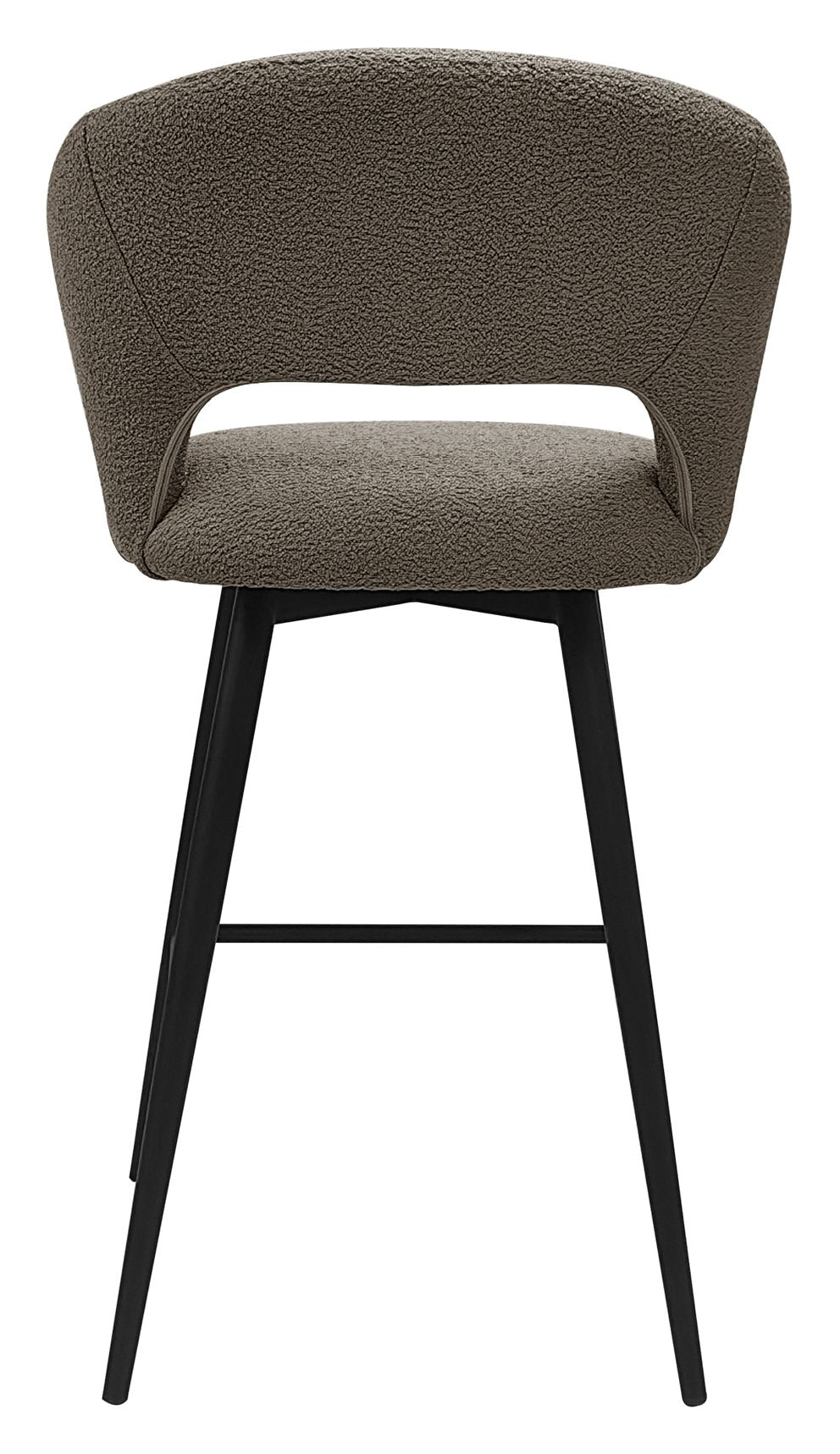 Stella Mocha Beige Boucle Fabric Swivel Bar Stool with Black Legs (Single) - Home Furniture Interiors
