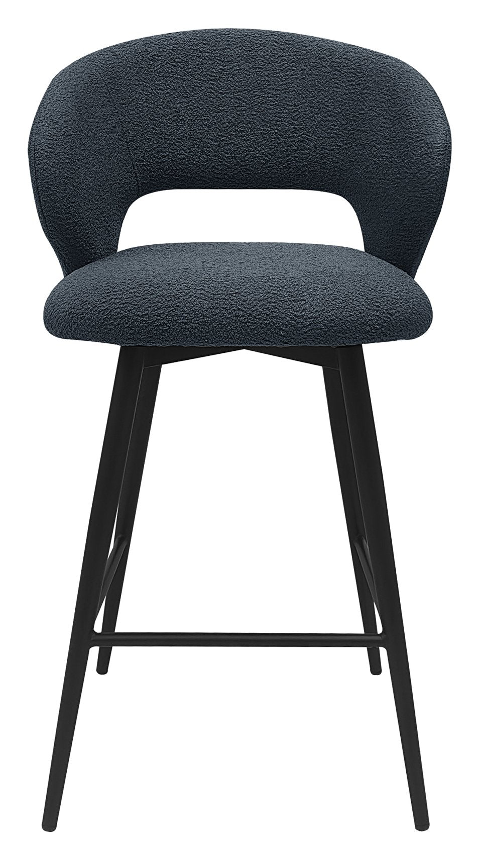 Stella Blue Boucle Fabric Swivel Bar Stool with Black Legs (Single) - Home Furniture Interiors