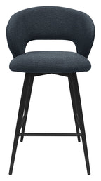 Stella Blue Boucle Fabric Swivel Bar Stool with Black Legs (Single) - Home Furniture Interiors