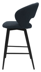 Stella Blue Boucle Fabric Swivel Bar Stool with Black Legs (Single) - Home Furniture Interiors