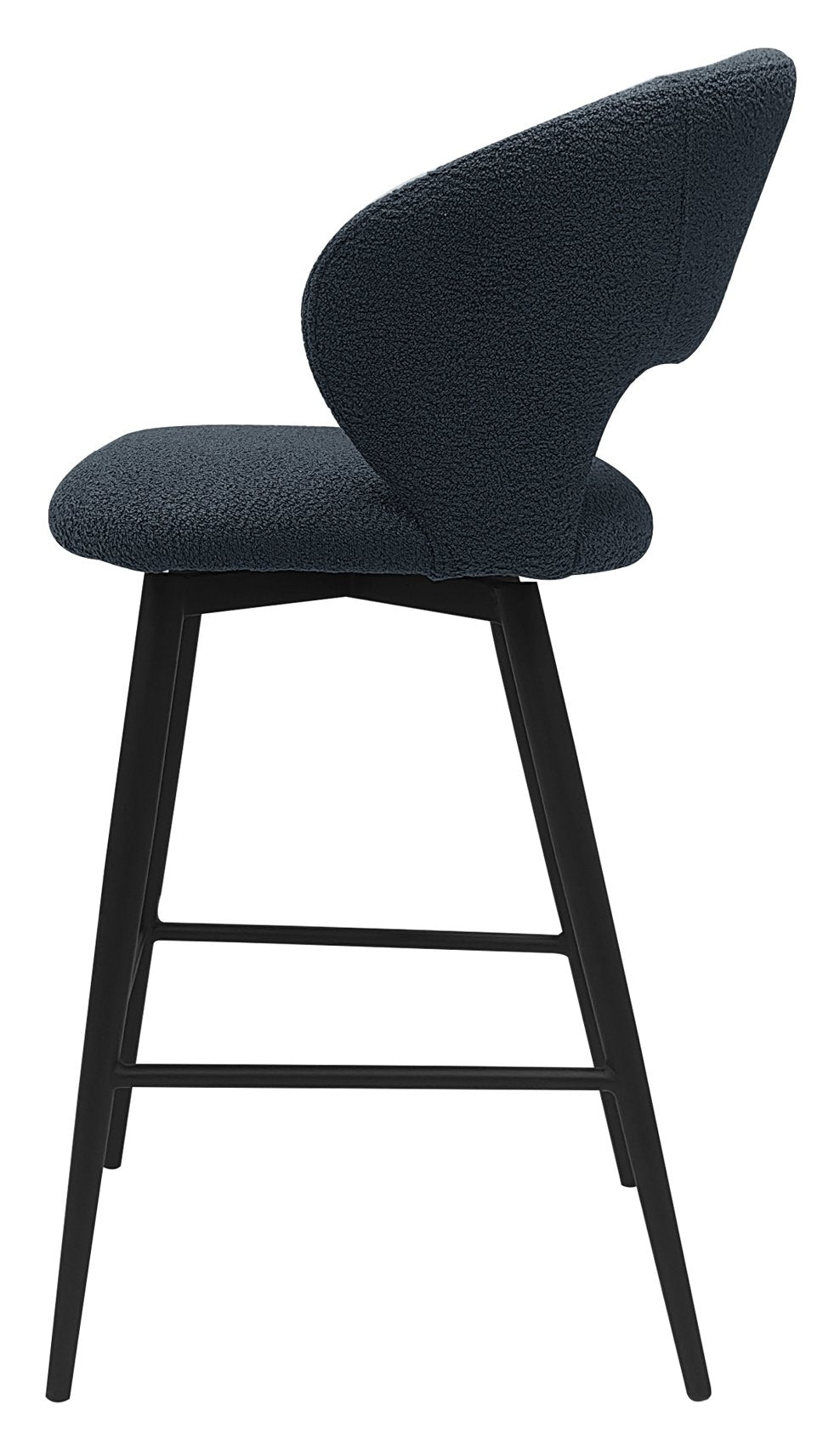 Stella Blue Boucle Fabric Swivel Bar Stool with Black Legs (Single) - Home Furniture Interiors