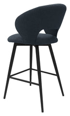 Stella Blue Boucle Fabric Swivel Bar Stool with Black Legs (Single) - Home Furniture Interiors