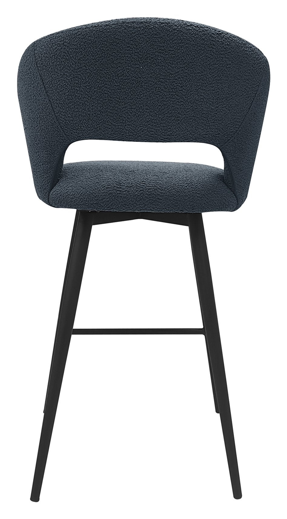 Stella Blue Boucle Fabric Swivel Bar Stool with Black Legs (Single) - Home Furniture Interiors