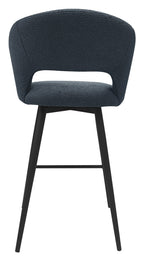 Stella Blue Boucle Fabric Swivel Bar Stool with Black Legs (Single) - Home Furniture Interiors