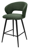Stella Green Boucle Fabric Swivel Bar Stool with Black Legs (Single)