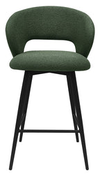 Stella Green Boucle Fabric Swivel Bar Stool with Black Legs (Single) - Home Furniture Interiors