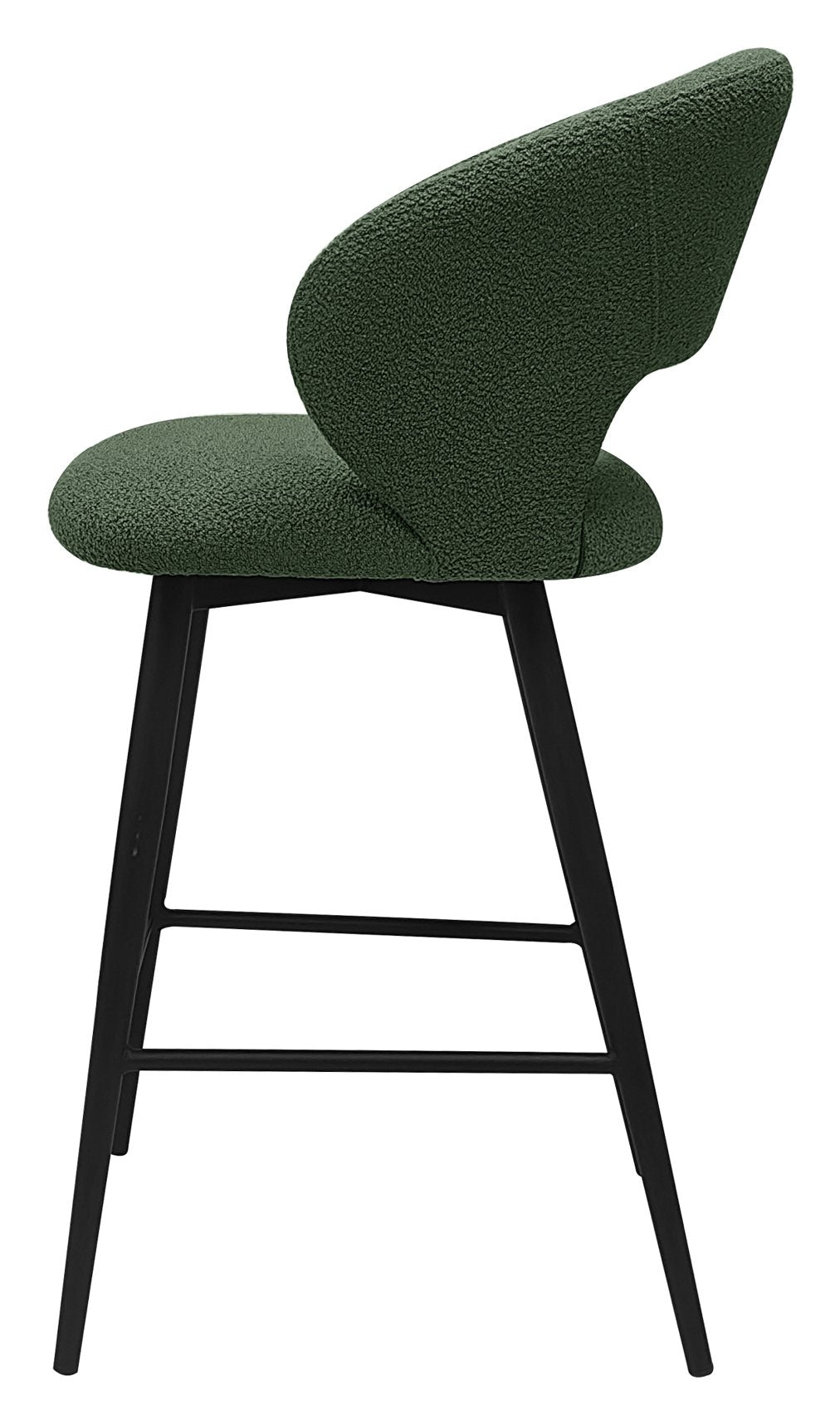 Stella Green Boucle Fabric Swivel Bar Stool with Black Legs (Single) - Home Furniture Interiors