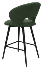 Stella Green Boucle Fabric Swivel Bar Stool with Black Legs (Single) - Home Furniture Interiors