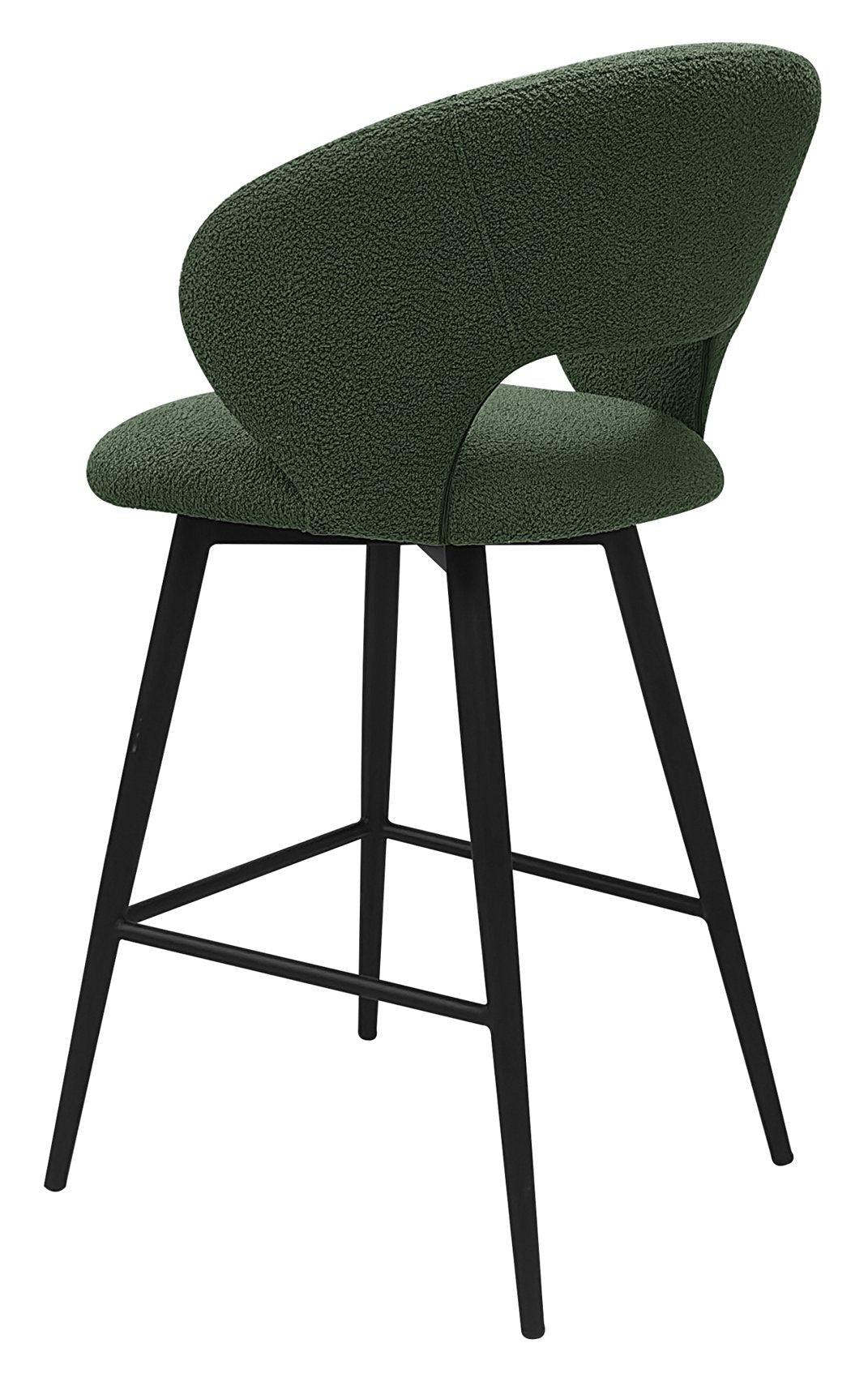 Stella Green Boucle Fabric Swivel Bar Stool with Black Legs (Single) - Home Furniture Interiors