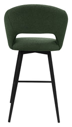 Stella Green Boucle Fabric Swivel Bar Stool with Black Legs (Single) - Home Furniture Interiors