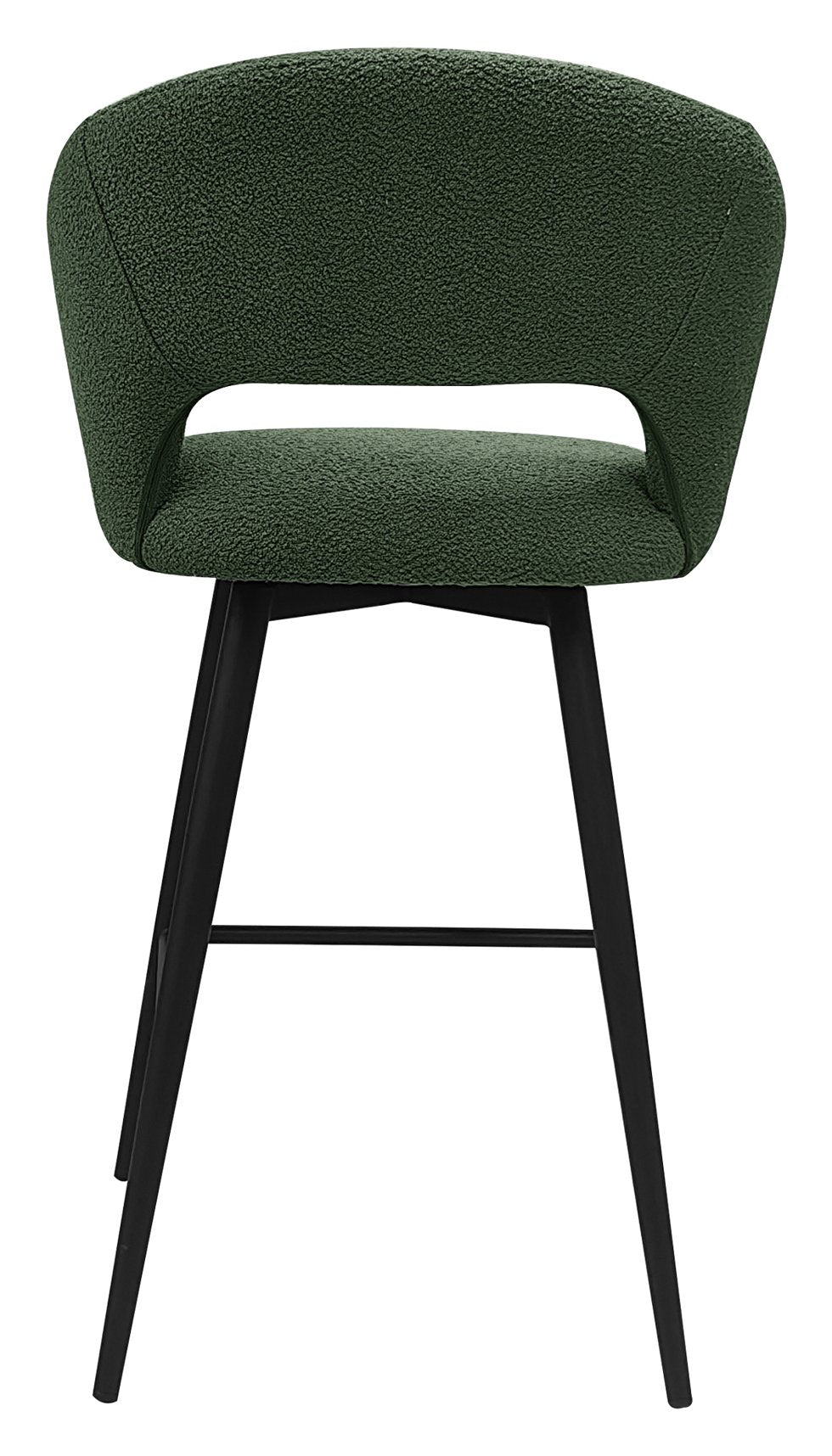 Stella Green Boucle Fabric Swivel Bar Stool with Black Legs (Single) - Home Furniture Interiors