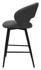 Stella Grey Boucle Fabric Swivel Bar Stool with Black Legs (Single) - Home Furniture Interiors